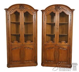 62195ec 96ec Pair Don Rousseau Attributed French Walnut Corner Cabinets