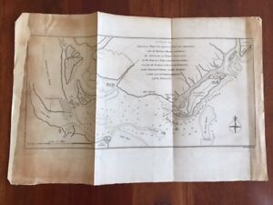 Rare 1780 Map Charleston South Carolina Revolutionary War Fort Sullivan Attack