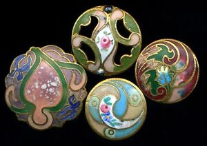 4 Assorted Colorful Antique Matte Enamel Buttons 13 16 1 1 8 