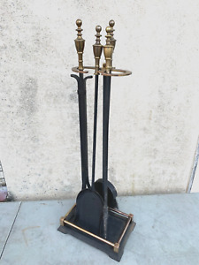 Portland Willamette P2 15 4 Pc Fireplace Tool Set Brass Wrought Cast Iron 29 
