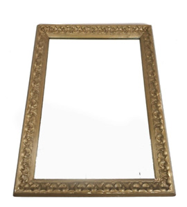 Ornate Gold Gilded Gesso Wall Mirror 30x22 Rectangle Hollywood Regency Antique