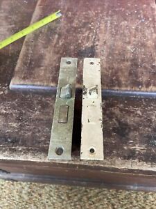 Lot Of Two Metal Cast Iron Mortise Antique Door Locks Unrestored No Keys 