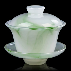 160ml Chinese Green Jade Gaiwan Cup Kung Fu Tea Cup Bowl Tea Ceremony Decorate