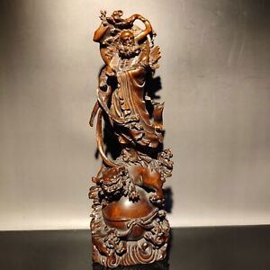 Vintage Chinese Carved Wooden Buddha Statue Arhat Dharma Monk Wood Home Decor