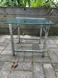 Vintage Chrome And Glass Mid Century Milo Baughman Style Side Table