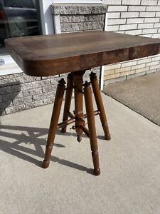 Vintage Antique 4 Legged Walnut Eastlake End Table Stand W Inlay