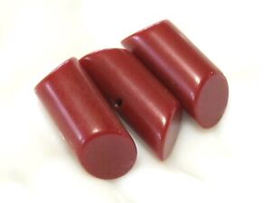 Lot Set Of Three Lipstick Red Art Deco Beveled End Log Tube Bakelite Buttons