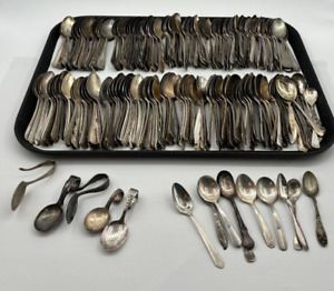 Lot Of 219 Assorted Silverplate Worn Teaspoons Small Spoons Craft Grade Lot 2