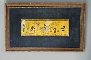 Antique Indo Persian Miniature Painting On Camel Bone 150 Years Old Rare