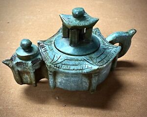 Antique Chinese Teapot Carved Jade 19th Century Solid Stone Gorgeous Condition