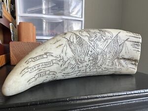 Scrimshaw Faux Whale Tooth Us Constitution