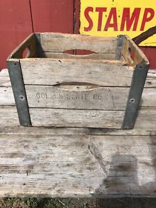 Golden State Dairy Milk Crate Wood Wooden Primitive Country Box Ca 50s Display