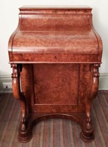 Antique Davenport Desk Birds Eye Maple Circa Mid 1800 S Pop Up Top Stunn