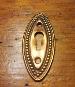 Small Ornate Oval Vintage Brass Bronze Keyhole Escutcheon Sh
