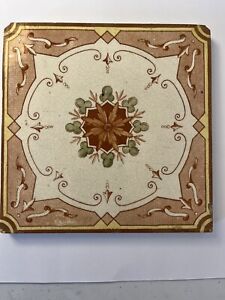 Antique Victorian Tile Aesthetic Movement Art Nouveau 6x6 Late 1800 Early 1900
