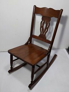 Vintage Antique Petite Ladies Sewing Wood Rocking Chair Queen Anne Chippendale