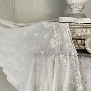 22x77 Tambour Unique Handmade Cornely Antique Lace Curtain Drape Chateau Bed Wh