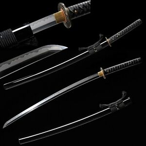 Real Hamon Clay Tempered T10 Steel Handmade Katana Japanese Samurai Sword Sharp