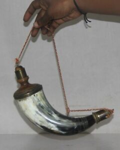 Vintage Black Powder Horn Flask Muzzleloading Hunting 9 Inch Mexico Primitive