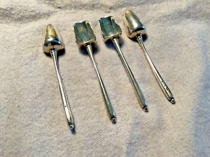 4 Exquisite Antique Sterling Silver Elegant Salt Shovel Spoons