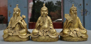 Tibet Bronze Taoist Temple Sanqing Ruyi Yuanshi Senior 3 God Tianzun Statue Set