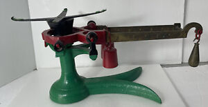 Cast Iron Fairbanks Scale Double Beam Vintage 2 Toe Claw Crow Foot Green Red