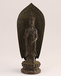 Blessing Chinese Copper Kwan Yin Figure Statue Collect Bronze Table Decor