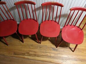 Dining Chairs Set Of 4 Wood Red