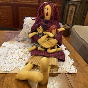 Folk Art Primitive Americana Ragdoll Raggedy Ann Doll Pd Home Garden Country