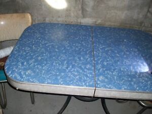 Vintage Blue Formica Table With Leaf