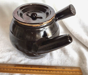 Rare Antique Japanese Yokode Pottery Teapot With Offset Wide Handle Spout