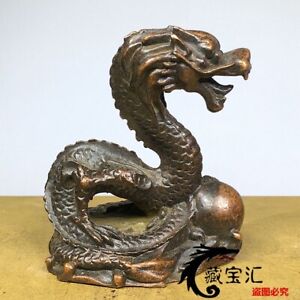 Rare Exquisite Collection Chinese Bronze Dragon Statue Figure Table Decoration