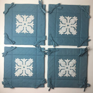 Set Of 4 Blue And White Kenui Quilts Wall Hanging Decor 15 5 X 15 75 
