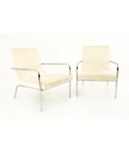 Milo Baughman Style Mid Century Scoop Chair Pair