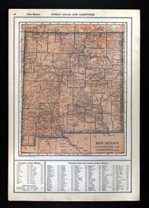 1919 Poates Map New Mexico Santa Fe Las Vegas Mesilla Roswell Albuquerque Taos