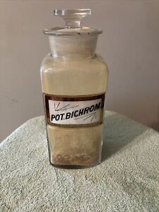 Antique Vintage Apothecary Jar Bottle Pot Bichrom