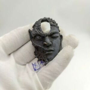 Dark Vintage Brass Half Devil Half Buddha Pendant Necklace