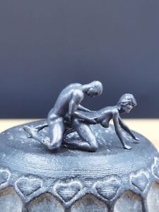 Solid Black Bronze Copper Statue Hand Carved Penis Love Amulet Figurine B04