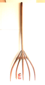  1900 S Antique Wooden 5 Prong Hay Pitchfork Hand Made Primitive Farm Tool