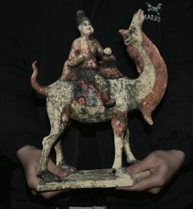 13 6 Old Chinese Tang Sancai Pottery Dynasty Civil Service Ride Camel Statue