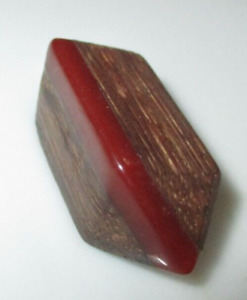 Lg Antique Art Deco Button Chunky Inlaid Cherry Bakelite Wood 1 1 2 