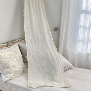 84x24 Tambour Unique Handmade Cornely Antique Lace Curtain Drape Chateau Bed Wh
