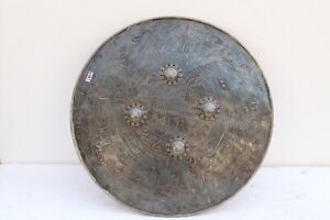 Vintage Indo Persian Ottoman Turkish Mughal Islamic Engraved Shield Dhal Nh2481