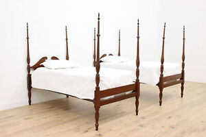 Pair Of Georgian Design Mahogany Vintage Twin Poster Beds 45980