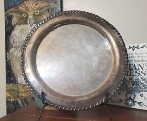 Vintags Oneida Silver Plate Serving Tray Platter Victorian Floral Round 10 