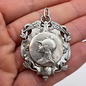 Antique Art Nouveau Silver Women S Men S Jewelry Pendant Coin Medallion Signed
