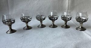 Set Of 6 Vintage Taxco Sterling Silver Cordial Shot Glasses