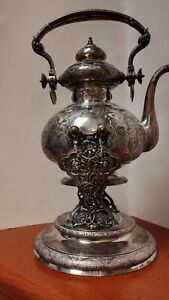 Starr Marcus Highly Ornate 925 Sterling Silver Teapot Tiltable Warmer Stand