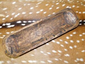 Carved Wooden Dough Bowl Primitive Wood Tray Trencher Baguette Decor