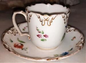 Exquisite Old Paris Porcelain Cup Saucer Rousseau 45 Rue Coquilles C 1840 
